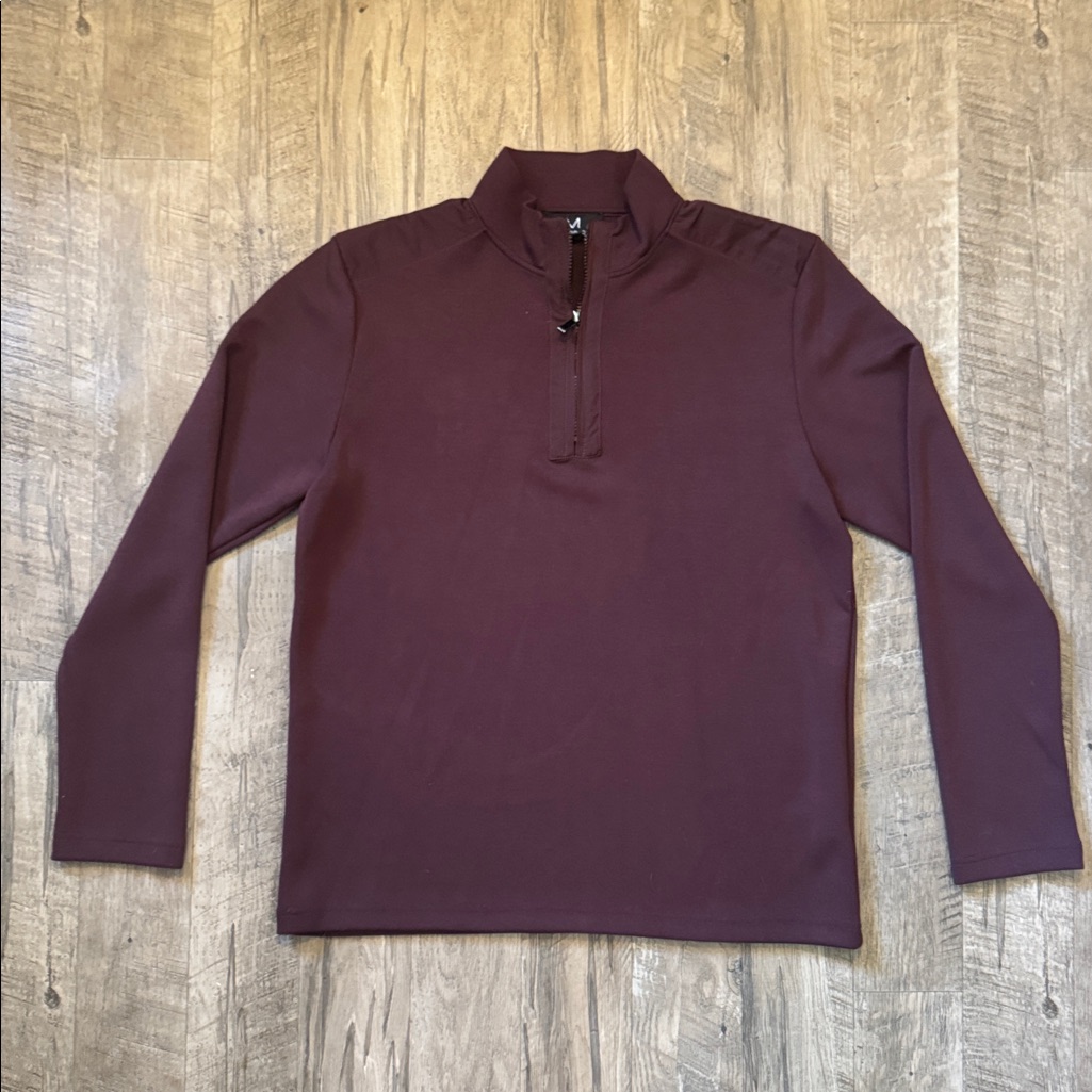Magaschoni-Deep Burgundy Half-Zip Pullover-Size S